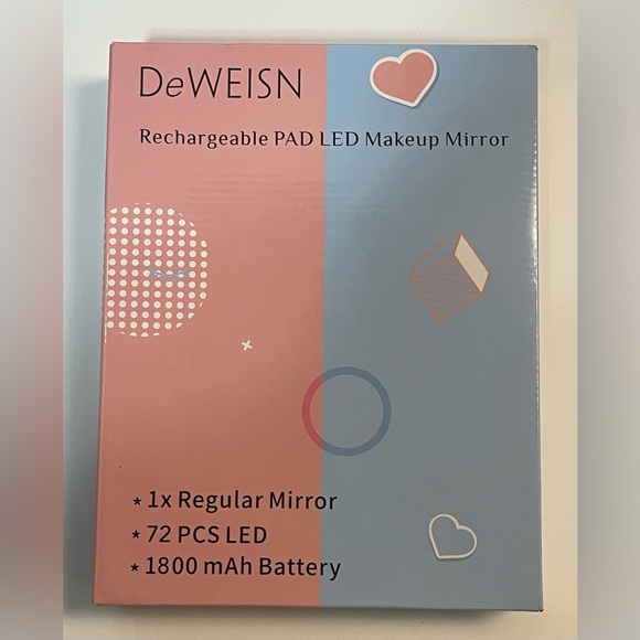 Folding Lighted Makeup Mirror White 72 LEDs 3 Colors Light Modes USB - Picture 14 of 16